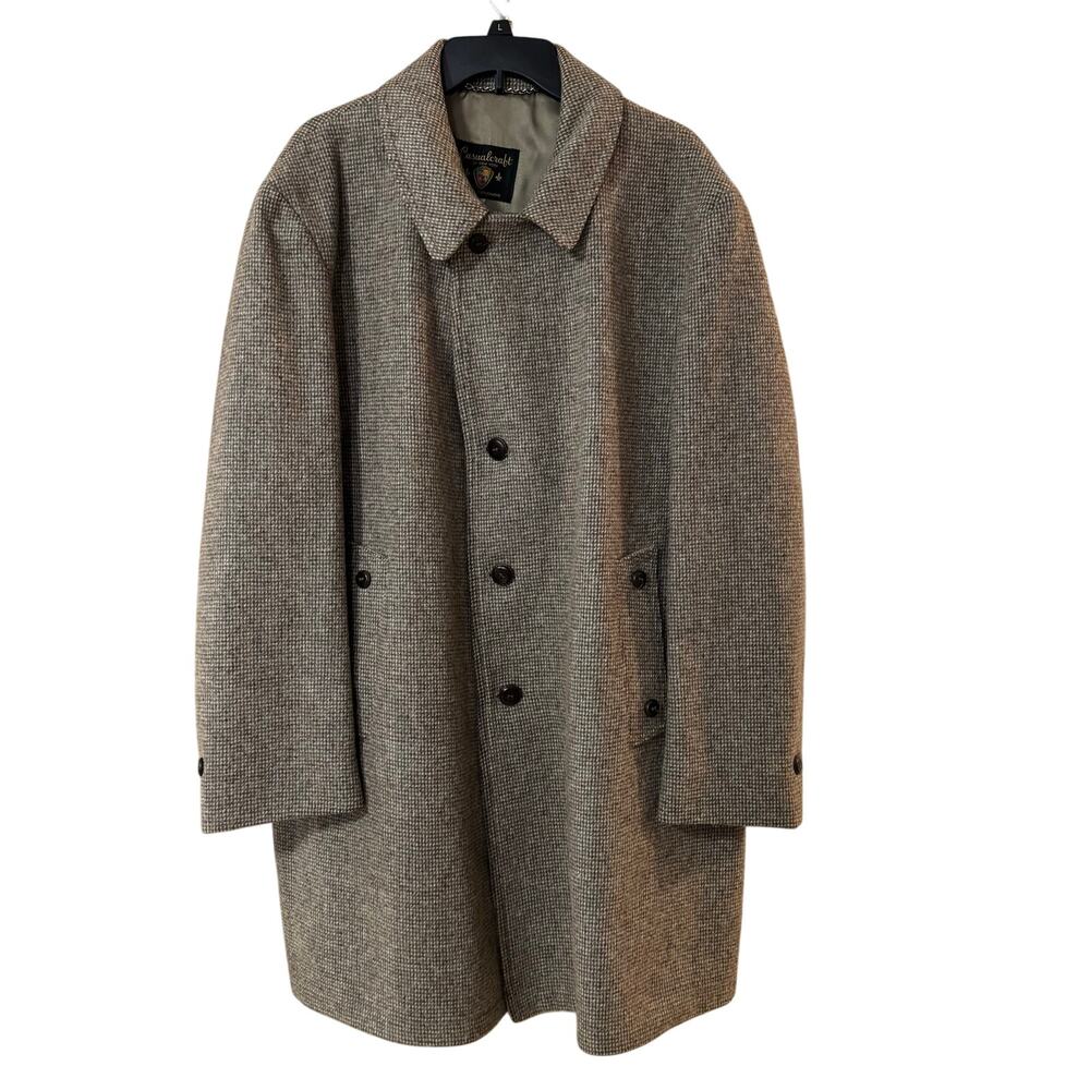 Vintage Casualcraft New York Mens Wool Blend Tweed Overcoat Size 50 Regular